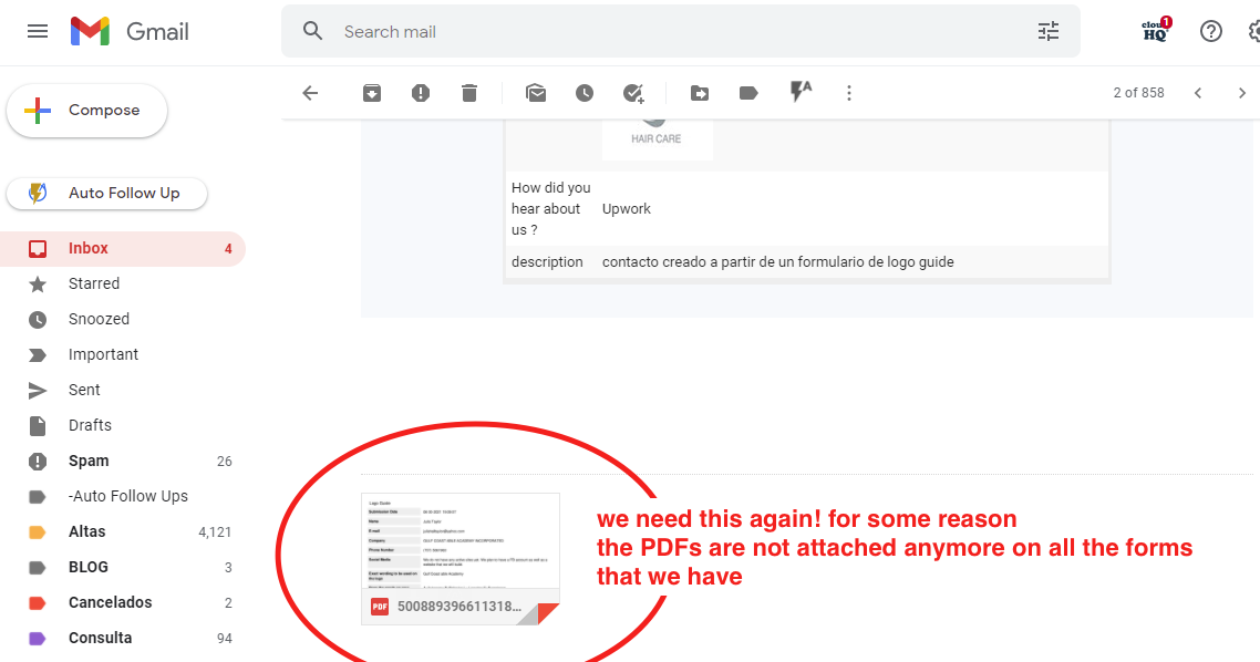 Pdf attachments unable to select pdf document